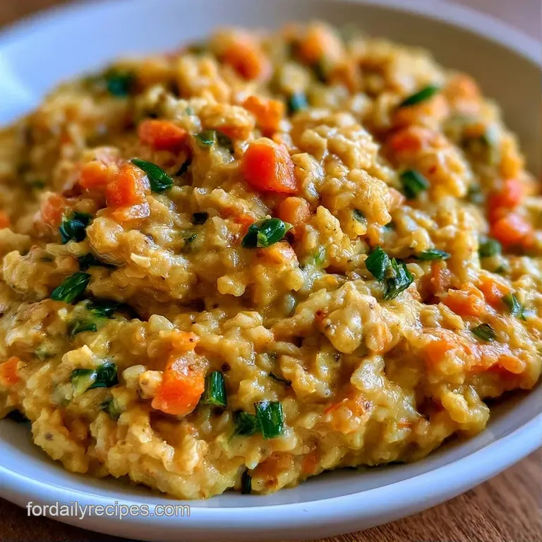 A steaming bowl of savory porridge topped with fresh cilantro leaves, served beside a linen napkin and wooden spoon.