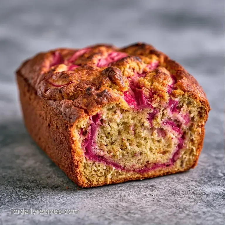 A thick slice of pink-swirled quick bread topped with a dollop of whipped butter on a minimalist white ceramic plate.