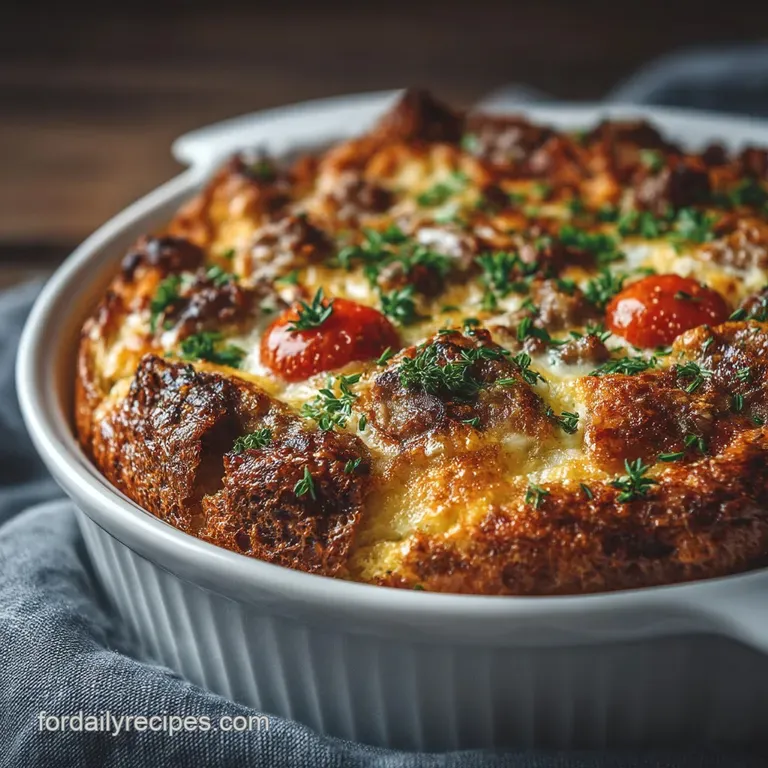 Breakfast Casserole: Make-Ahead Sausage Gruyere Strata presentation
