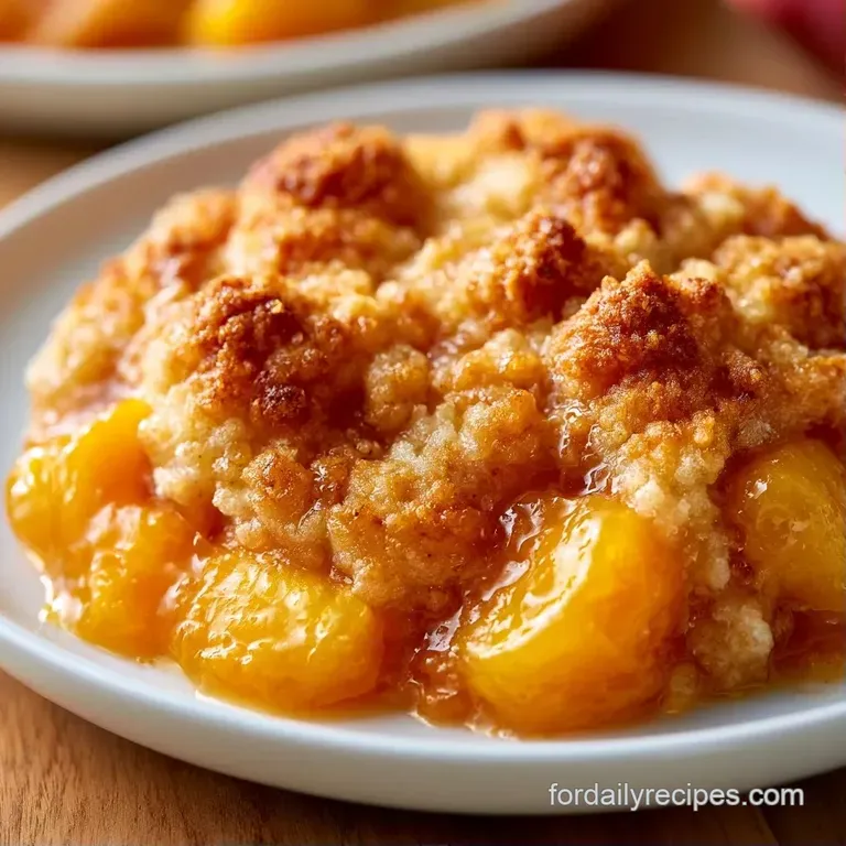 A slice of warm fruit crumble on a white plate, topped with a scoop of melting vanilla ice cream and lemon zest.