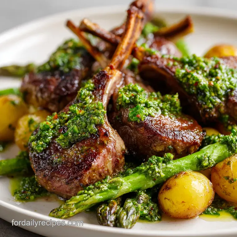 Spring Meals: Lamb with Vibrant Pistou presentation