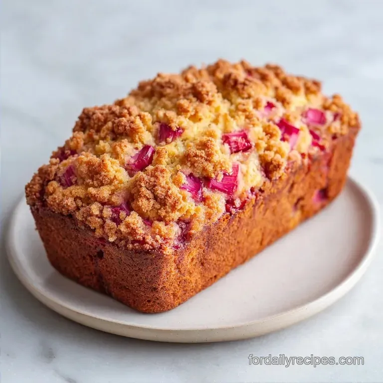 Lower-Sugar Cinnamon Streusel Rhubarb Quick Bread