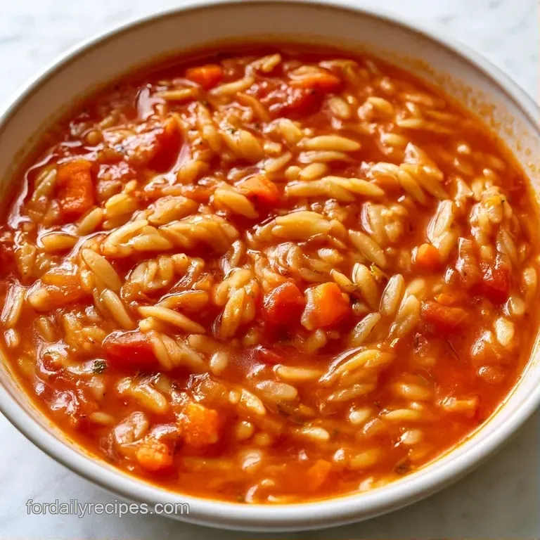 Vibrant red soup in a white porcelain bowl, accented by a swirl of cream and a side of toasted sourdough.