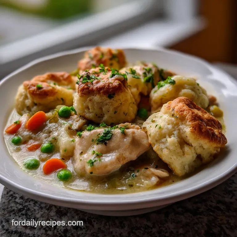 The Ultimate Chicken and Dumplings with Biscuits presentation